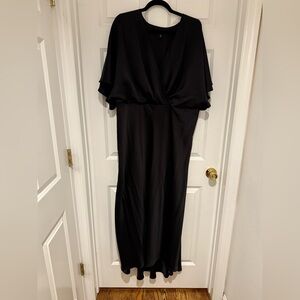Eloquii Elegant Black Satin Maxi Dress